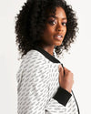 M&G_w-tagline-Grid-Pattern---Black-on-White_Jacket Women's Bomber Jacket cloth Myrrh and Gold 