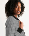 M&G_w-tagline-Grid-Pattern---White-on-Grey_Jacket Women's Bomber Jacket cloth Myrrh and Gold 
