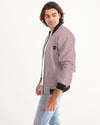 M&G_w-tagline-Grid-Pattern---White-on-Tuscany-Pink_Jacket Men's Bomber Jacket cloth Myrrh and Gold 