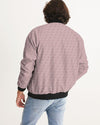 M&G_w-tagline-Grid-Pattern---White-on-Tuscany-Pink_Jacket Men's Bomber Jacket cloth Myrrh and Gold 