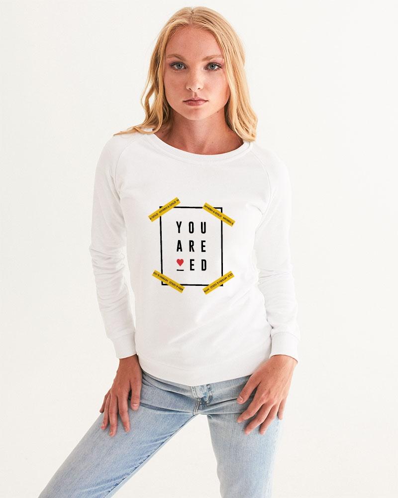 You are Loved Women's Graphic Sweatshirt (White) Pullover Myrrh and Gold XS 